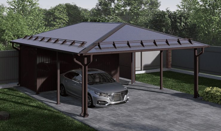 Навес с хозблоком