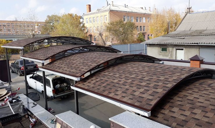 Навес с мягкой кровлей