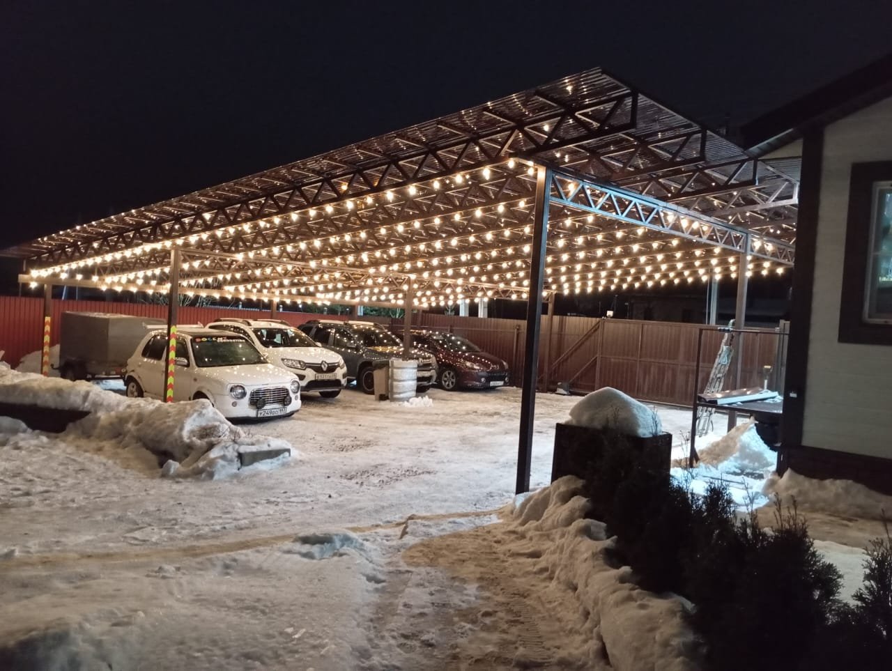 Односкатный навес для автомобилей