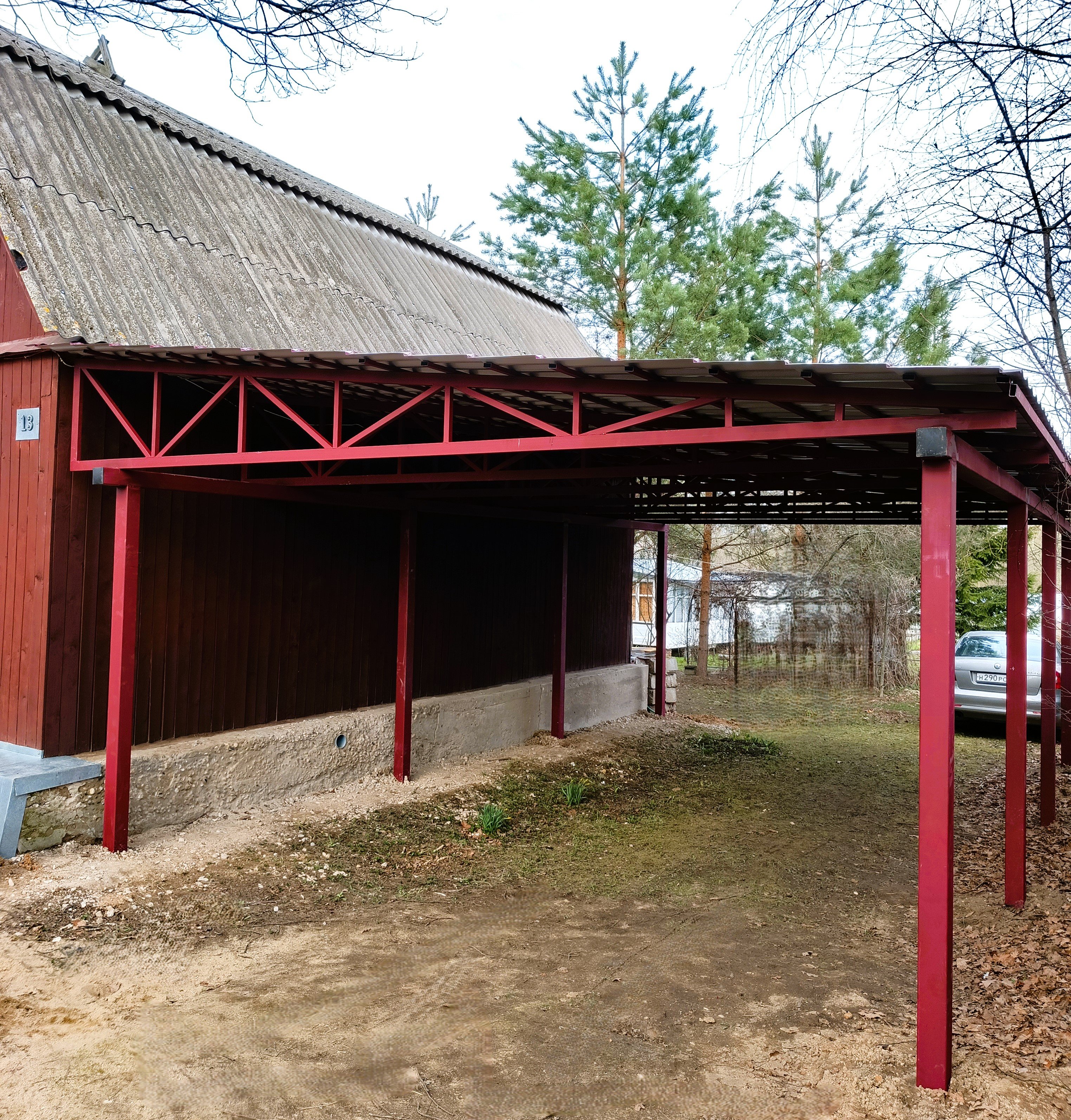 Навес к дому для автомобиля